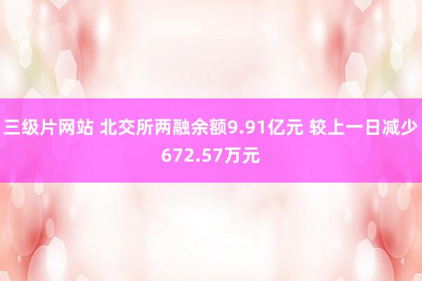 三级片网站 北交所两融余额9.91亿元 较上一日减少672.57万元