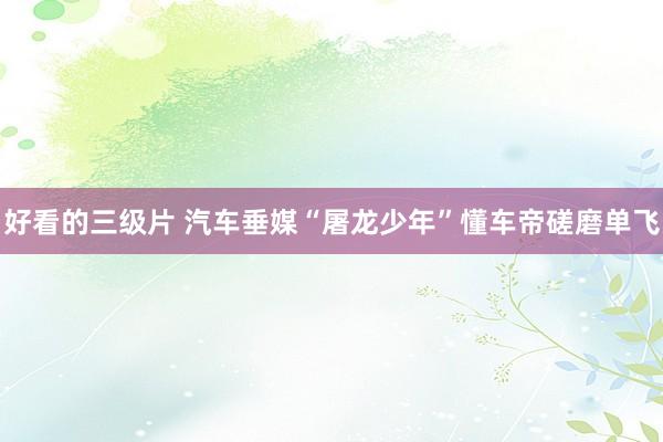 好看的三级片 汽车垂媒“屠龙少年”懂车帝磋磨单飞