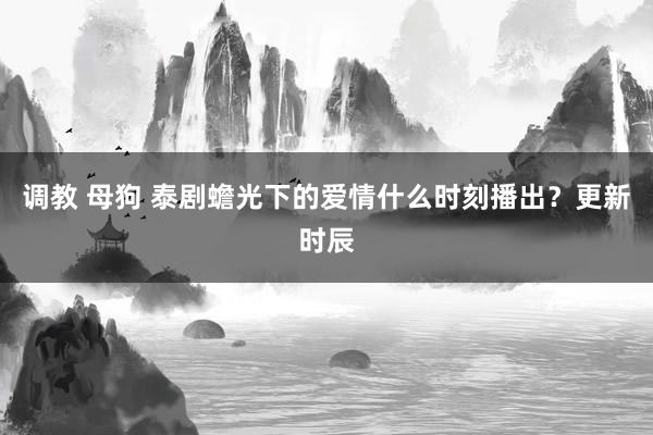 调教 母狗 泰剧蟾光下的爱情什么时刻播出?更新时辰