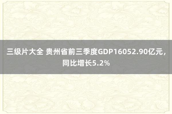 三级片大全 贵州省前三季度GDP16052.90亿元，同比增长5.2%