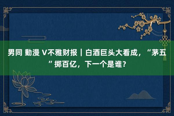 男同 動漫 V不雅财报｜白酒巨头大看成，“茅五”掷百亿，下一个是谁？