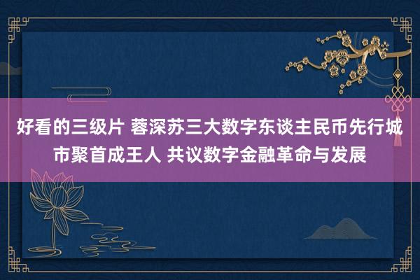 好看的三级片 蓉深苏三大数字东谈主民币先行城市聚首成王人 共议数字金融革命与发展
