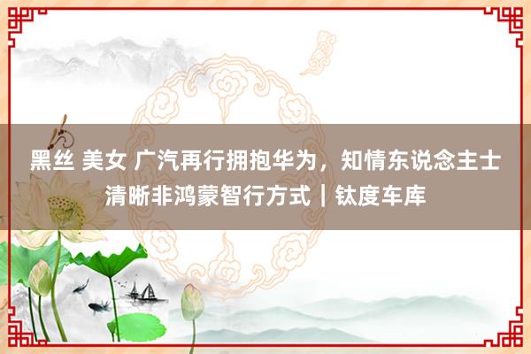 黑丝 美女 广汽再行拥抱华为，知情东说念主士清晰非鸿蒙智行方式｜钛度车库