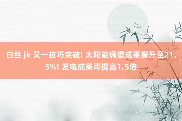 白丝 jk 又一技巧突破! 太阳能调遣成果擢升至21.5%! 发电成果可提高1.5倍
