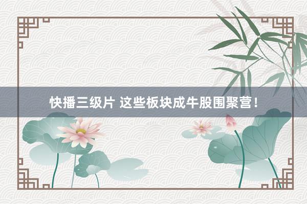 快播三级片 这些板块成牛股围聚营！