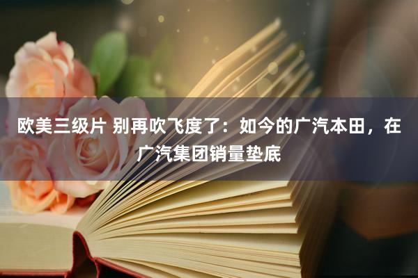 欧美三级片 别再吹飞度了：如今的广汽本田，在广汽集团销量垫底
