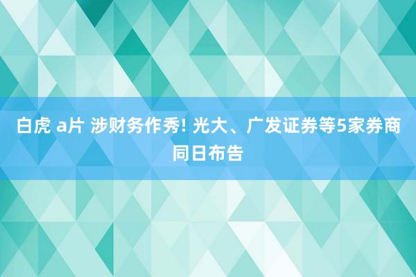 白虎 a片 涉财务作秀! 光大、广发证券等5家券商同日布告