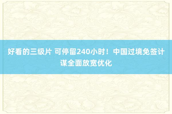 好看的三级片 可停留240小时！中国过境免签计谋全面放宽优化