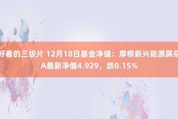 好看的三级片 12月18日基金净值：摩根新兴能源羼杂A最新净值4.929，跌0.15%
