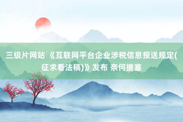 三级片网站 《互联网平台企业涉税信息报送规定(征求看法稿)》发布 奈何搪塞