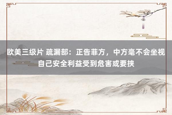 欧美三级片 疏漏部：正告菲方，中方毫不会坐视自己安全利益受到危害或要挟