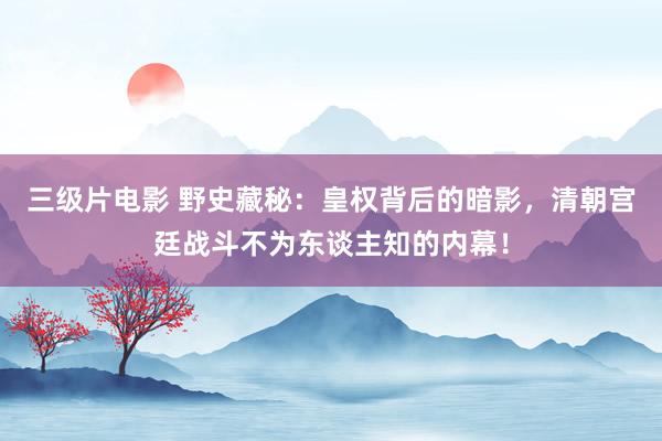 三级片电影 野史藏秘：皇权背后的暗影，清朝宫廷战斗不为东谈主知的内幕！