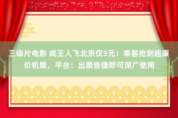 三级片电影 成王人飞北京仅3元！乘客抢到超廉价机票，平台：出票告捷即可深广使用