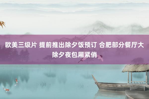 欧美三级片 提前推出除夕饭预订 合肥部分餐厅大除夕夜包厢紧俏