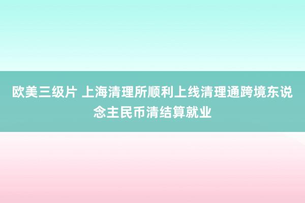 欧美三级片 上海清理所顺利上线清理通跨境东说念主民币清结算就业