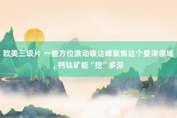 欧美三级片 一些方位激动碳达峰聚焦这个要津领域， 钙钛矿能“挖”多深