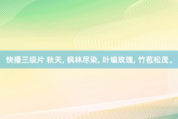 快播三级片 秋天， 枫林尽染， 叶编玫瑰， 竹苞松茂。