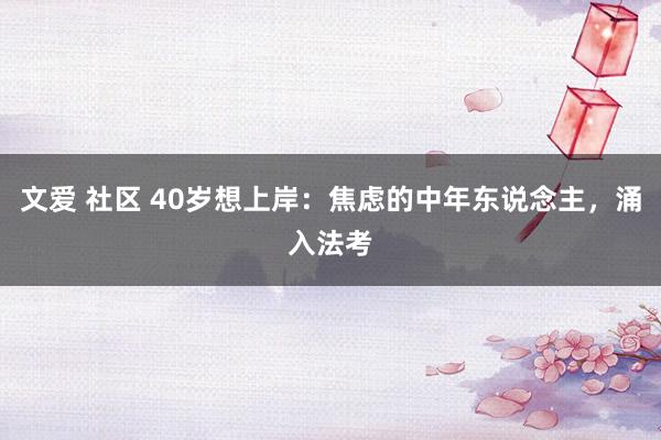 文爱 社区 40岁想上岸：焦虑的中年东说念主，涌入法考