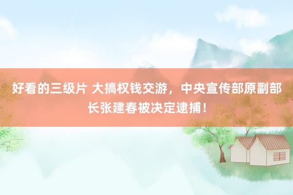好看的三级片 大搞权钱交游，中央宣传部原副部长张建春被决定逮捕！