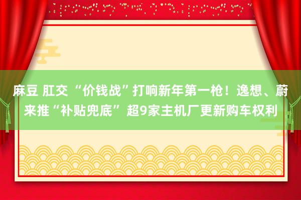麻豆 肛交 “价钱战”打响新年第一枪！逸想、蔚来推“补贴兜底” 超9家主机厂更新购车权利