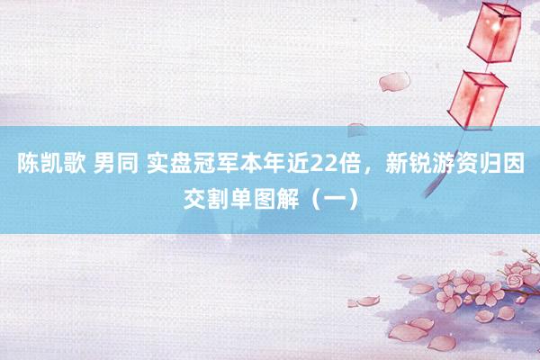 陈凯歌 男同 实盘冠军本年近22倍，新锐游资归因交割单图解（一）