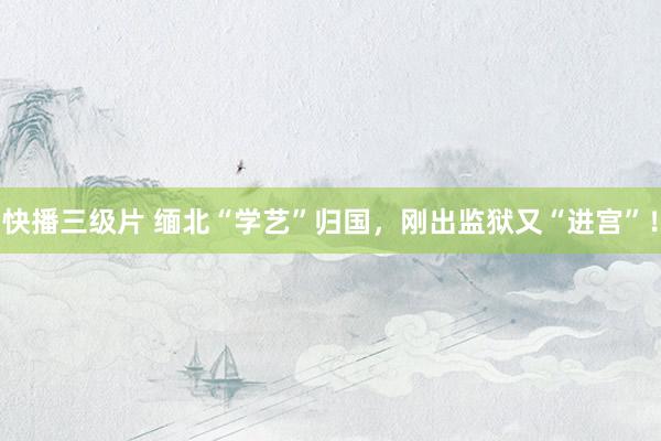 快播三级片 缅北“学艺”归国，刚出监狱又“进宫”！