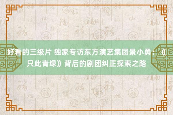 好看的三级片 独家专访东方演艺集团景小勇：《只此青绿》背后的剧团纠正探索之路