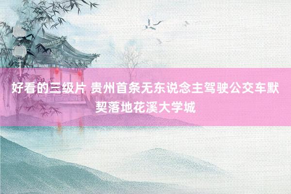 好看的三级片 贵州首条无东说念主驾驶公交车默契落地花溪大学城