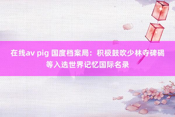 在线av pig 国度档案局：积极鼓吹少林寺碑碣等入选世界记忆国际名录