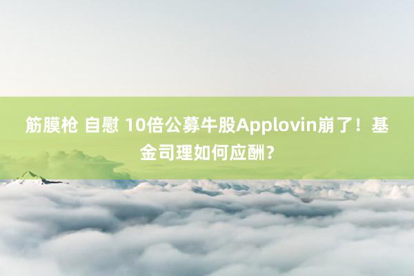 筋膜枪 自慰 10倍公募牛股Applovin崩了！基金司理如何应酬？