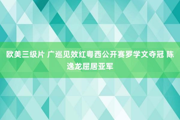 欧美三级片 广巡见效红粤西公开赛罗学文夺冠 陈逸龙屈居亚军