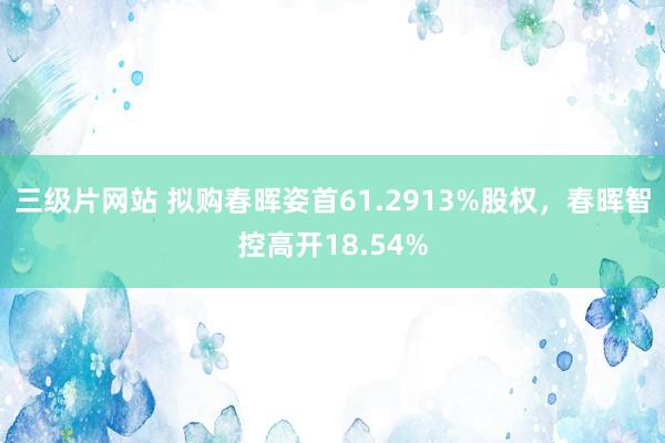 三级片网站 拟购春晖姿首61.2913%股权，春晖智控高开18.54%
