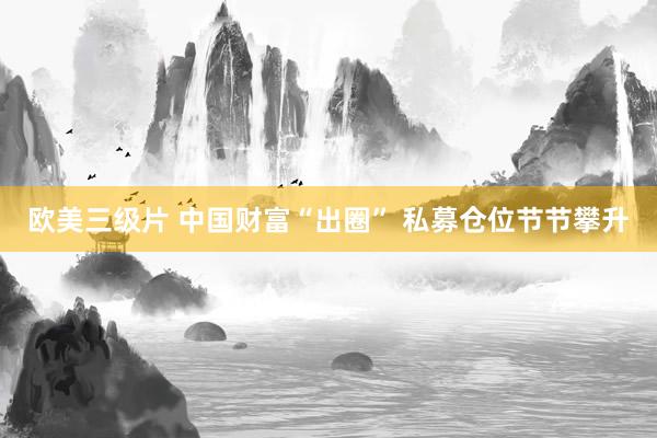 欧美三级片 中国财富“出圈” 私募仓位节节攀升