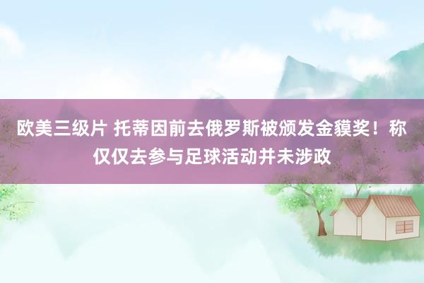 欧美三级片 托蒂因前去俄罗斯被颁发金貘奖！称仅仅去参与足球活动并未涉政