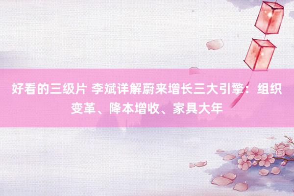 好看的三级片 李斌详解蔚来增长三大引擎：组织变革、降本增收、家具大年
