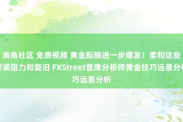海角社区 免费视频 黄金酝酿进一步爆发！柔和这些要紧阻力和复旧 FXStreet首席分析师黄金技巧远景分析