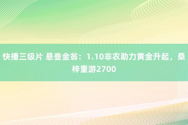 快播三级片 悬壶金翁：1.10非农助力黄金升起，桑梓重游2700
