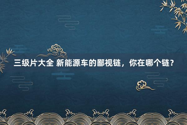 三级片大全 新能源车的鄙视链，你在哪个链？