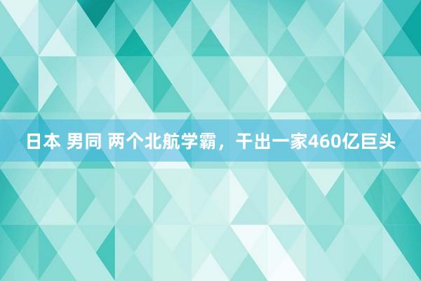 日本 男同 两个北航学霸，干出一家460亿巨头