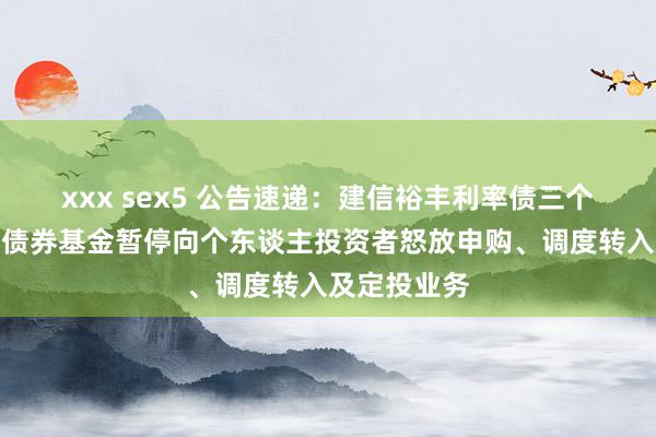 xxx sex5 公告速递：建信裕丰利率债三个月如期怒放债券基金暂停向个东谈主投资者怒放申购、调度转入及定投业务