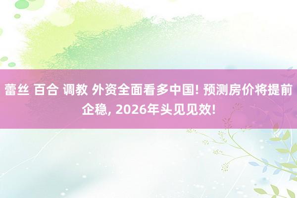 蕾丝 百合 调教 外资全面看多中国! 预测房价将提前企稳， 2026年头见见效!