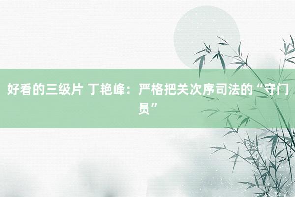 好看的三级片 丁艳峰：严格把关次序司法的“守门员”