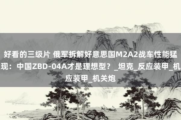 好看的三级片 俄军拆解好意思国M2A2战车性能猛然发现：中国ZBD-04A才是理想型？_坦克_反应装甲_机关炮