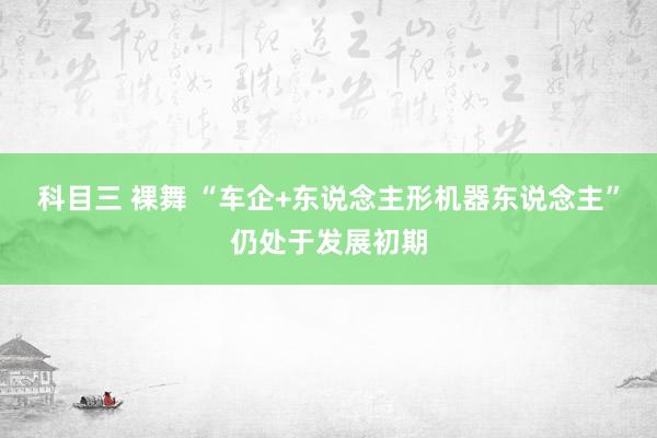 科目三 裸舞 “车企+东说念主形机器东说念主”仍处于发展初期
