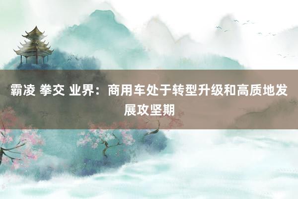 霸凌 拳交 业界：商用车处于转型升级和高质地发展攻坚期