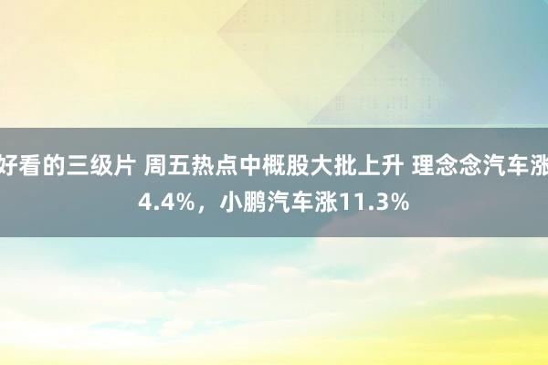 好看的三级片 周五热点中概股大批上升 理念念汽车涨4.4%，小鹏汽车涨11.3%