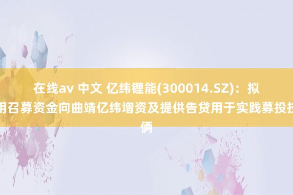 在线av 中文 亿纬锂能(300014.SZ)：拟使用召募资金向曲靖亿纬增资及提供告贷用于实践募投技俩