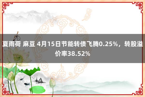 夏雨荷 麻豆 4月15日节能转债飞腾0.25%，转股溢价率38.52%