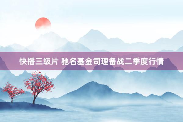 快播三级片 驰名基金司理备战二季度行情