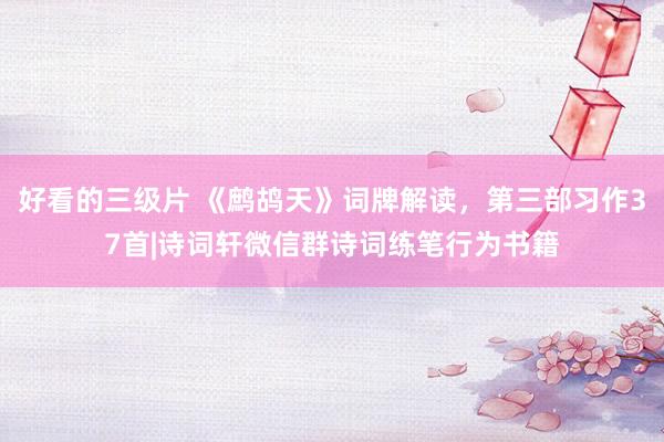 好看的三级片 《鹧鸪天》词牌解读，第三部习作37首|诗词轩微信群诗词练笔行为书籍